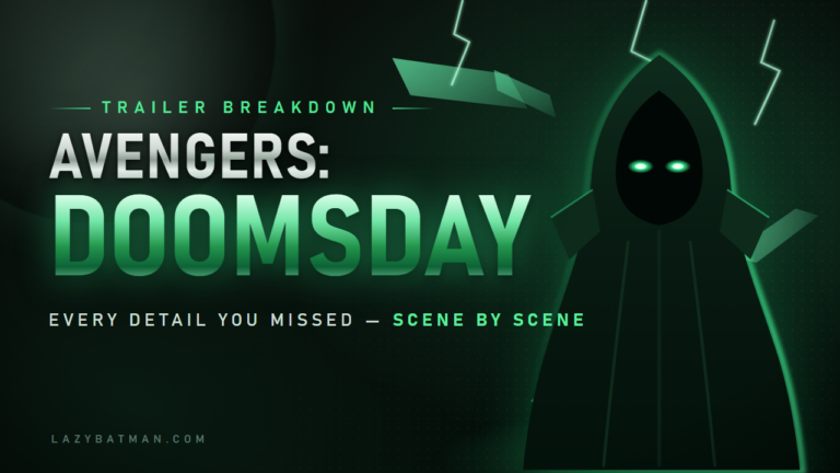 Avengers: Doomsday trailer breakdown - hooded Doctor Doom silhouette with glowing green eyes