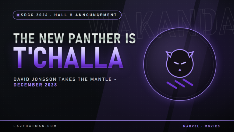 Black Panther 3 - panther emblem in vibranium purple (David Jonsson as T'Challa, SDCC 2026)