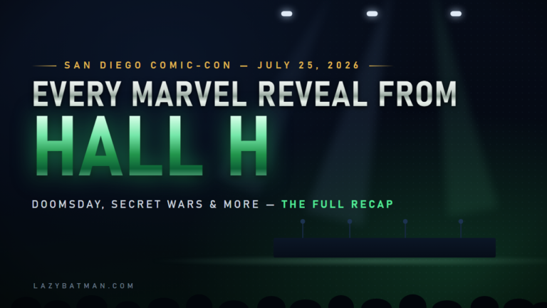 Every Marvel reveal from Hall H - SDCC 2026 panel recap (spotlights over a Comic-Con stage)