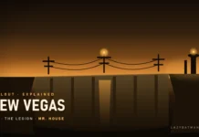 Fallout New Vegas Explained for Show Watchers: NCR, the Legion and Mr. House Fallout New Vegas art showing Hoover Dam and power lines with the Strip glowing beyond