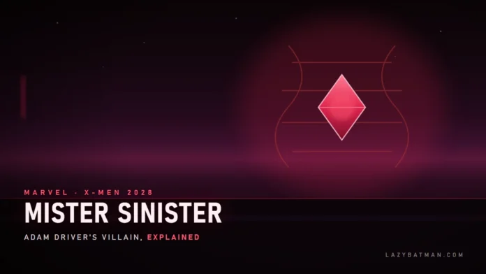 Mister Sinister art, a red diamond branded into a DNA helix