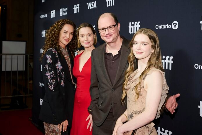 Carrie ending explained: Kate Siegel, Samantha Sloyan, Mike Flanagan and Summer H. Howell at the Carrie premiere